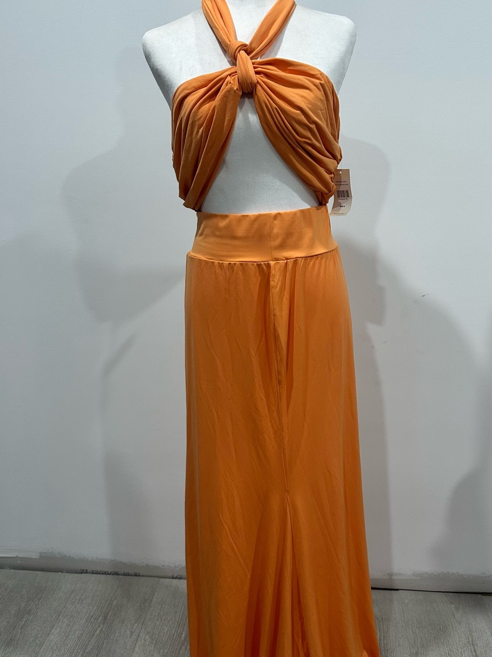 Fashion to Figure Orange Maxi Skirt with Draped Waist